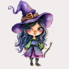 Cute Witch With Fire Clipart