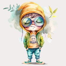 Cool Boy In Green Jacket clipart