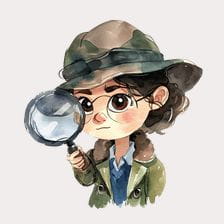 Cute Cartoon Detective With Magnifying Glass Clipart