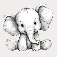 Cute Baby Elephant Watercolor Clipart