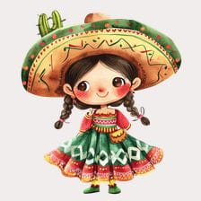 cute Mexican girl clipart