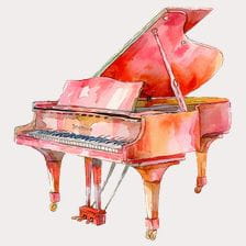 red piano clipart