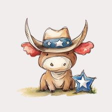 Cute Cowboy Bull Clipart