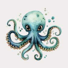 blue octopus clipart