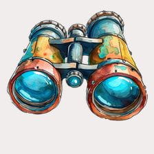 Vintage Watercolor Binoculars Clipart