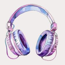Purple Watercolor Headphones Clipart