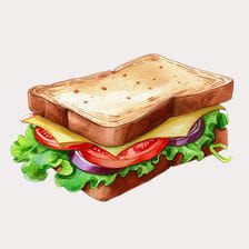 Fresh Veggie Sandwich Watercolor Clipart
