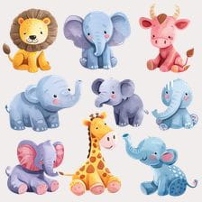 Cute Baby Animals Clipart Set