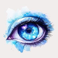 blue watercolor eye clipart