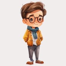Cute Boy in Yellow Jacket Clipart