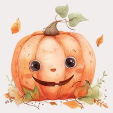cute pumpkin watercolor clipart