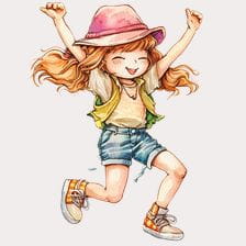 little girl jumping clipart