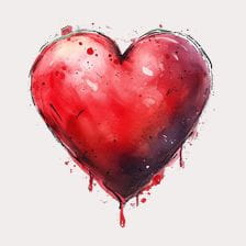 Bleeding Watercolor Heart Clipart
