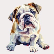 Cute Bulldog Puppy Watercolor Clipart