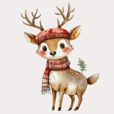 Cute Watercolor Reindeer Clipart