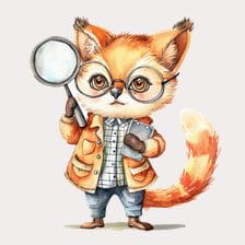 Cute Fox Detective Clipart