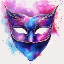Venetian Carnival Mask Watercolor Clipart