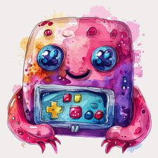 Cute Watercolor Gaming Robot Clipart