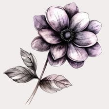 black and white flower clipart