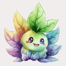 Cute Rainbow Watercolor Leaf Monster Clipart