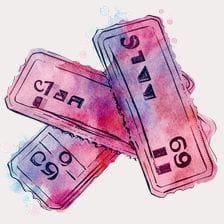 Vintage Watercolor Ticket Clipart