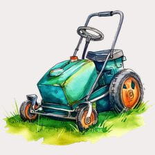 lawn mower watercolor clipart