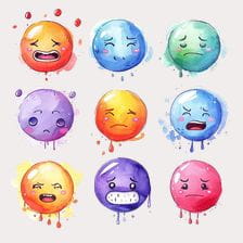 Watercolor Emojis Clipart Set