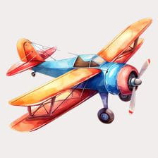 Vintage Watercolor Airplane Clipart