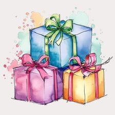 watercolor presents clipart