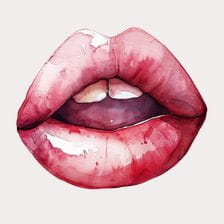Watercolor Lips Illustration Clipart