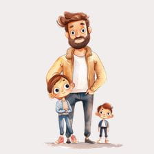 Dad And His Two Kids Clipart