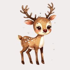 Adorable watercolor reindeer clipart