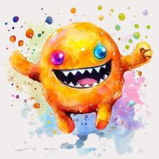 Happy Watercolor Monster Clipart