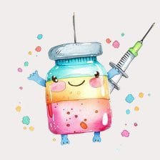 Kawaii Vaccine Bottle Cartoon Clipart