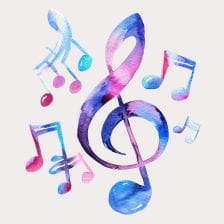 Watercolor Treble Clef Music Notes Clipart