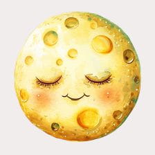 cute sleeping moon face clipart