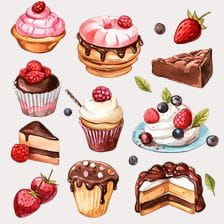 Watercolor Delicious Cakes Clipart