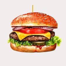 Juicy Cheeseburger Watercolor Clipart