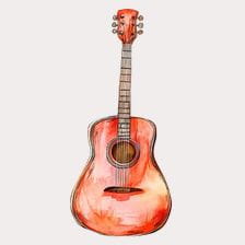 Red Acoustic Guitar Clipart