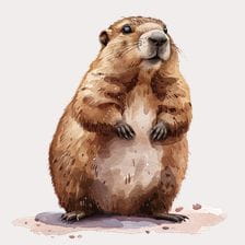 Cute Watercolor Standing Groundhog Clipart