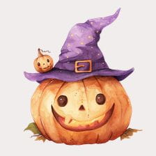 Cute Witch Pumpkin Halloween Clipart