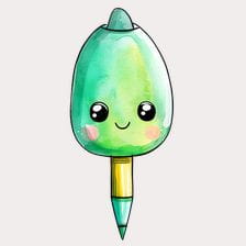 Cute Green Kawaii Pen Clipart