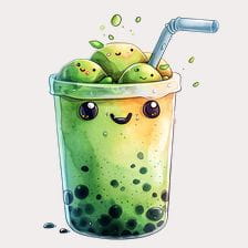 Cute Green Tea Boba Clipart
