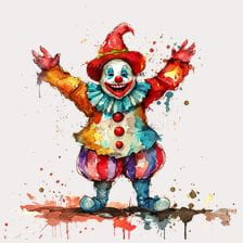 Happy Watercolor Clown Clipart