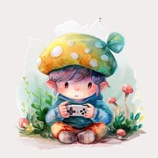 cute elf playing clipart
