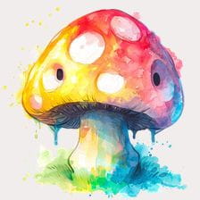 Watercolor Rainbow Mushroom Clipart
