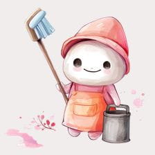 Cute Cartoon Cleaning Character Clipart