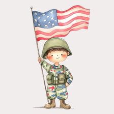 Cute Patriotic Boy Soldier Clipart