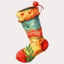 Watercolor Christmas Stocking Clipart