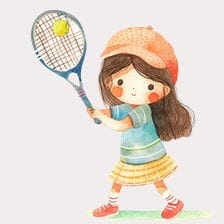 cute girl playing tennis clipart
